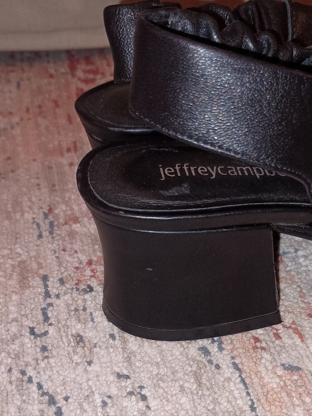 Jeffrey Campbell Black Leather Open-Toe Slingback Platform Heels - Picture 8 of 12